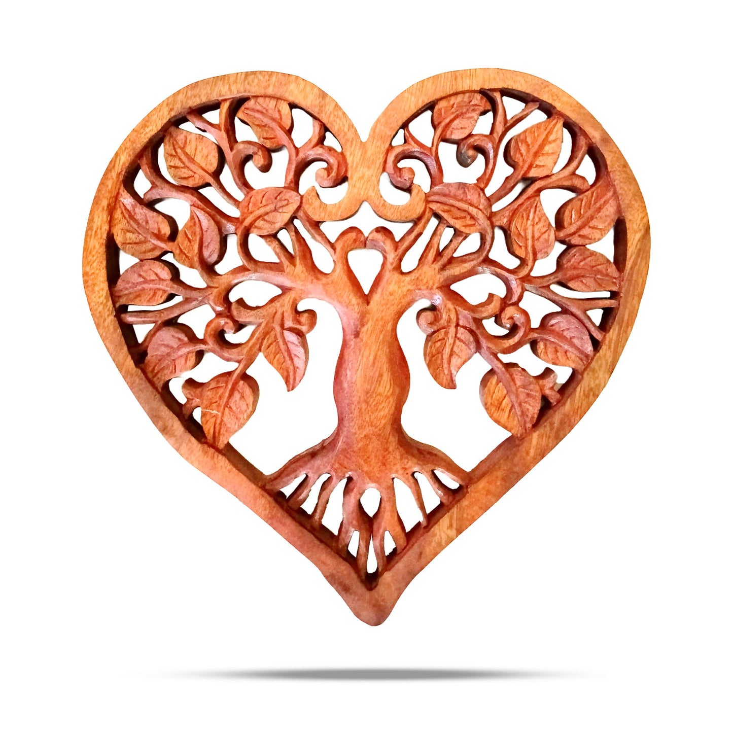 Panou Decorativ de Perete Heart Tree of Life din Lemn Suar – 40 cm