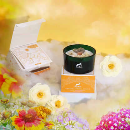 Lumânare parfumată cu cristale și flori uscate – Calm & Relaxare