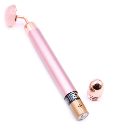 Dispozitiv de Vibrații cu Piatră Naturală de ROSE QUARTZ – pentru Masaj Facial și Relaxare