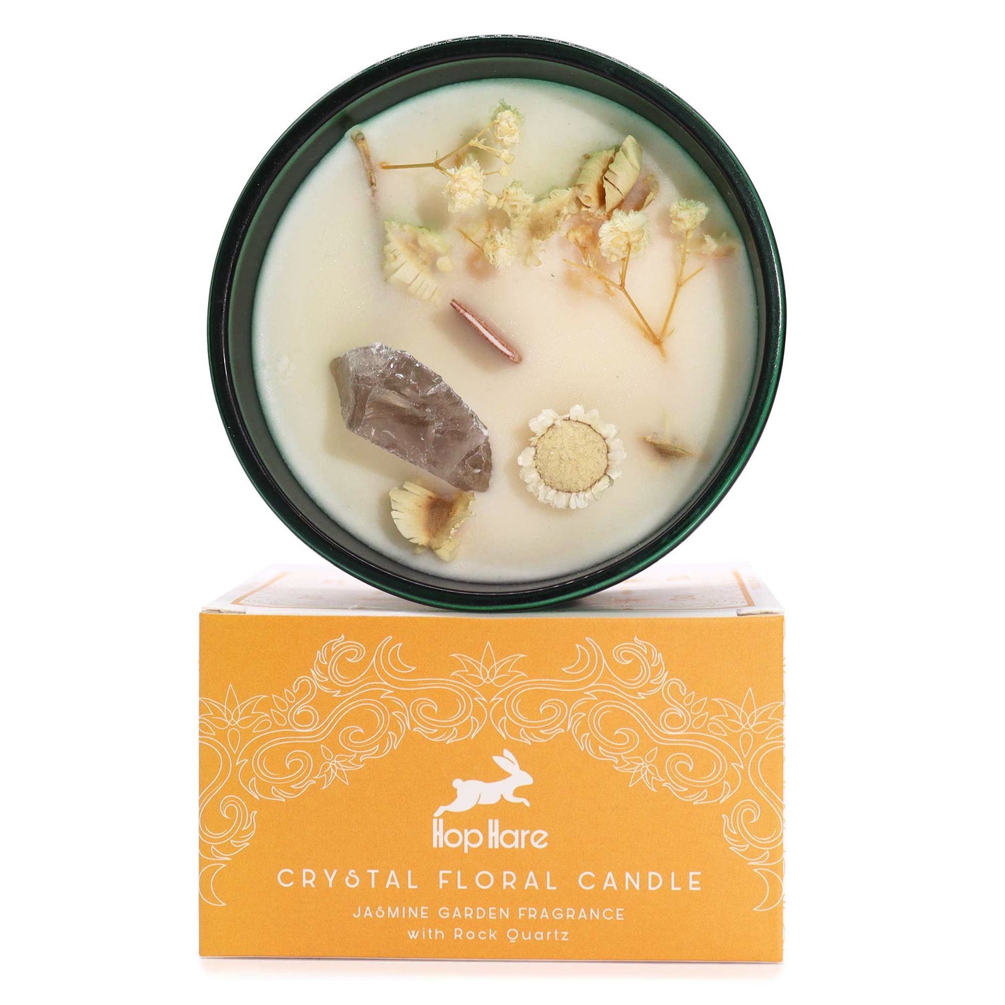 Lumânare parfumată cu cristale și flori uscate – Calm & Relaxare